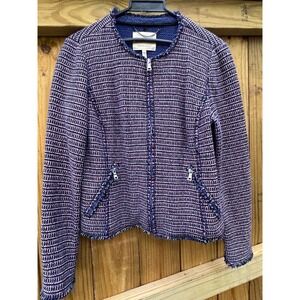 Rebecca Taylor Women's Tweed‎ Jacket Pink & Blue Size 10